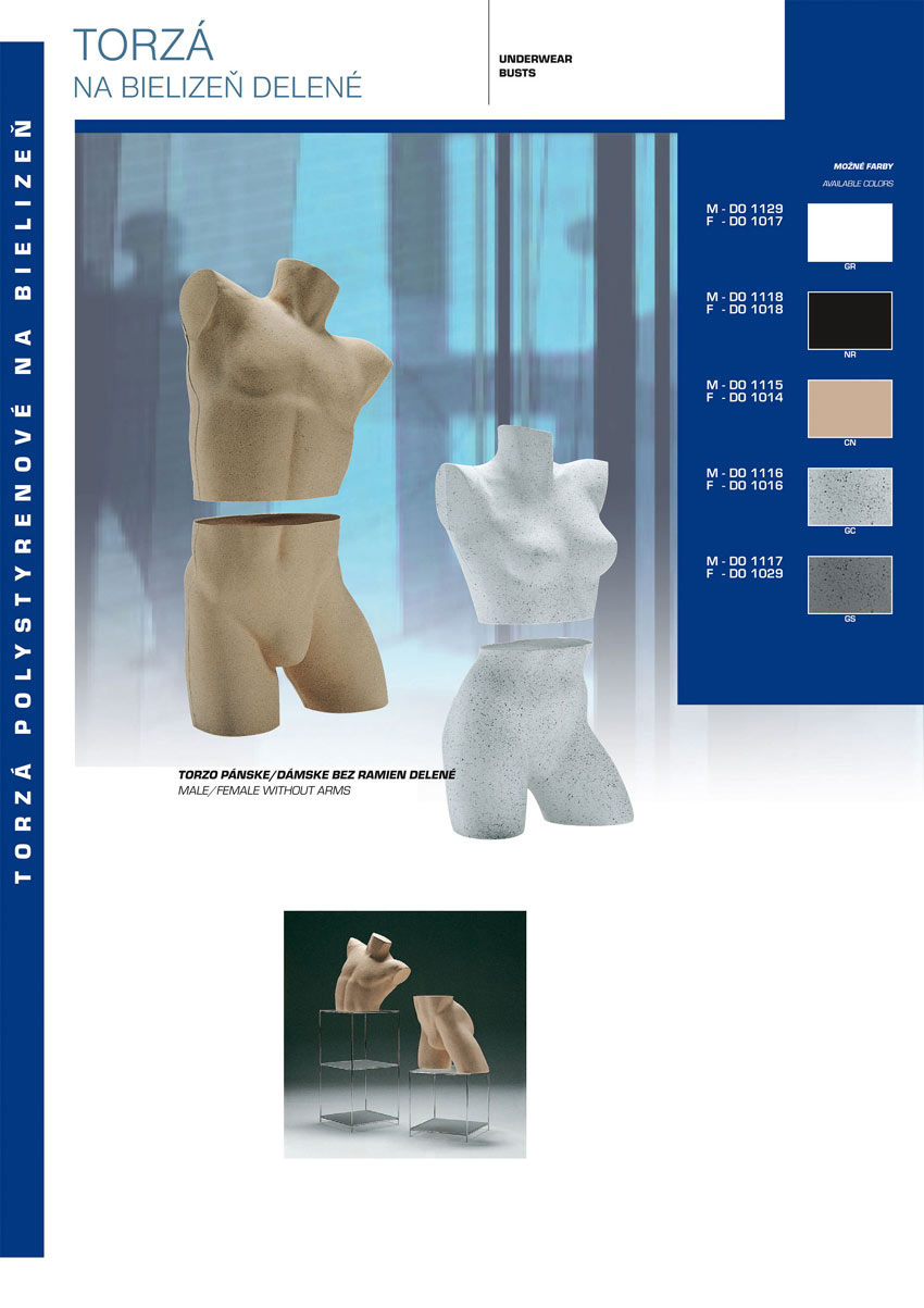 underwear busts; male/female without arms