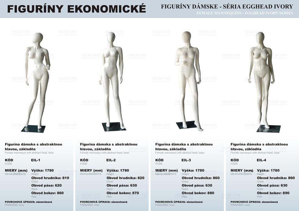 avantgarde female mannequins - egghead ivory series