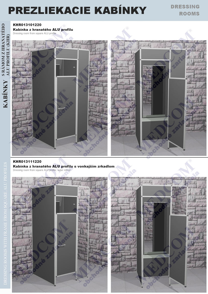 Dressing rooms with frame from square ALU profiles