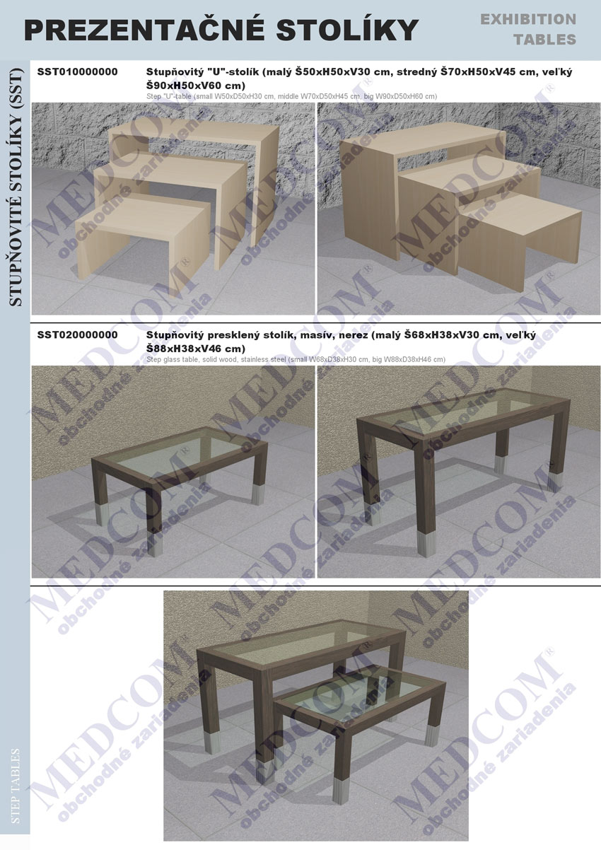 Exhibition tables - step tables