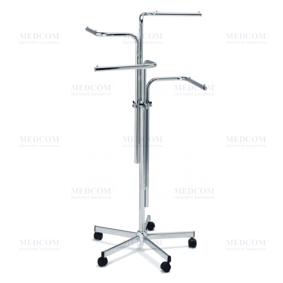 Garment rails with arms, circular and spiral - Garment rail with four ogival sloping arms, chromium plated