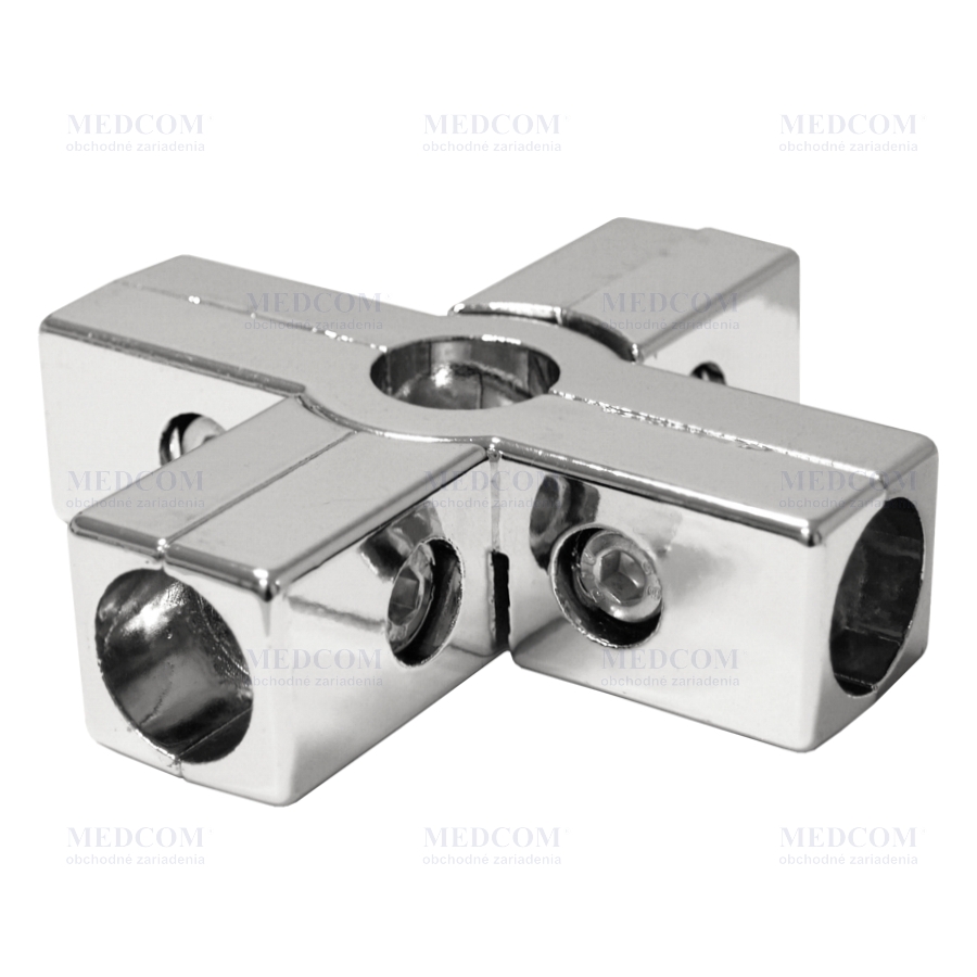 Tube system - 6-way conical joint 90 ° square, chrome