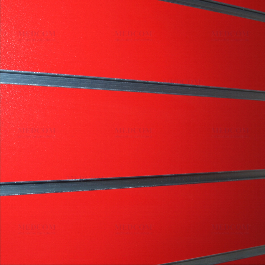 Drážkové panely ekonomické upravený s inzertami   - Drážkový panel ekonomický, upravený s inzertami, červený Š120xV240cm