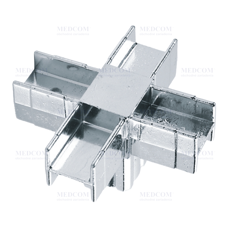 Quadra - 5-way joint for square tube 25x25 mm, chromium plated