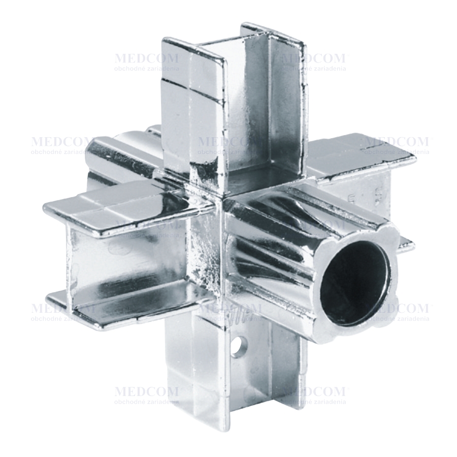 Quadra - 6-way joint for square tube 25x25mm, chromium plated