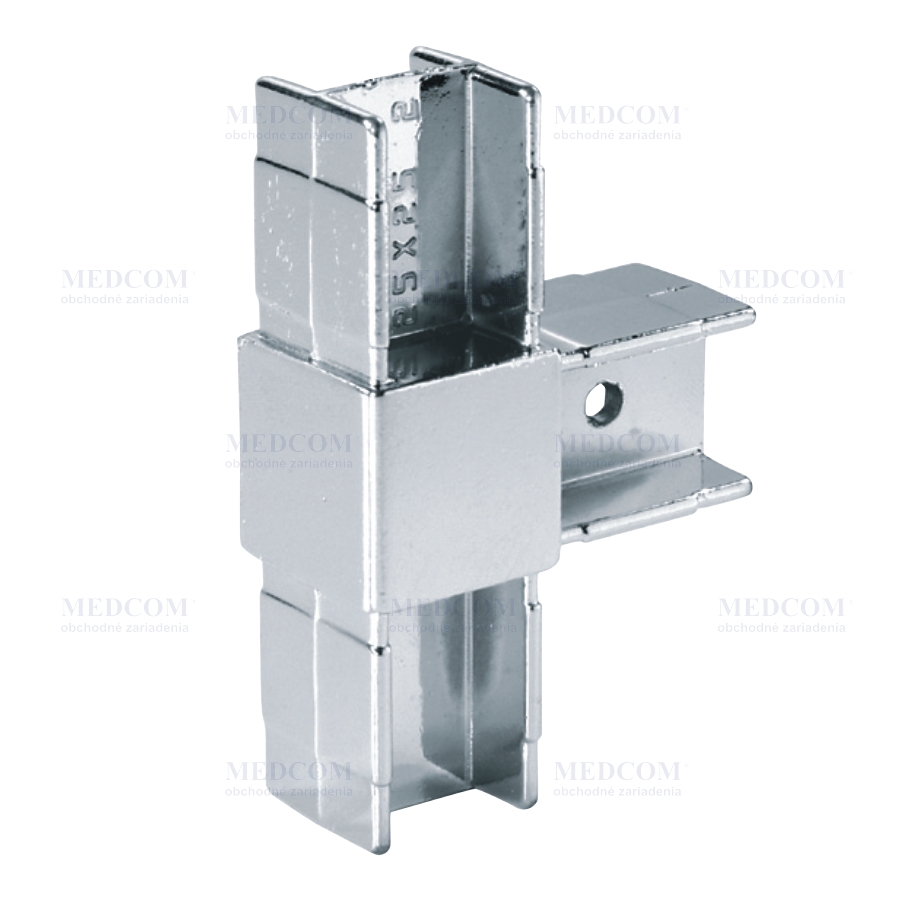 Quadra - 3-way joint for square tube 25x25 mm, chromium plated