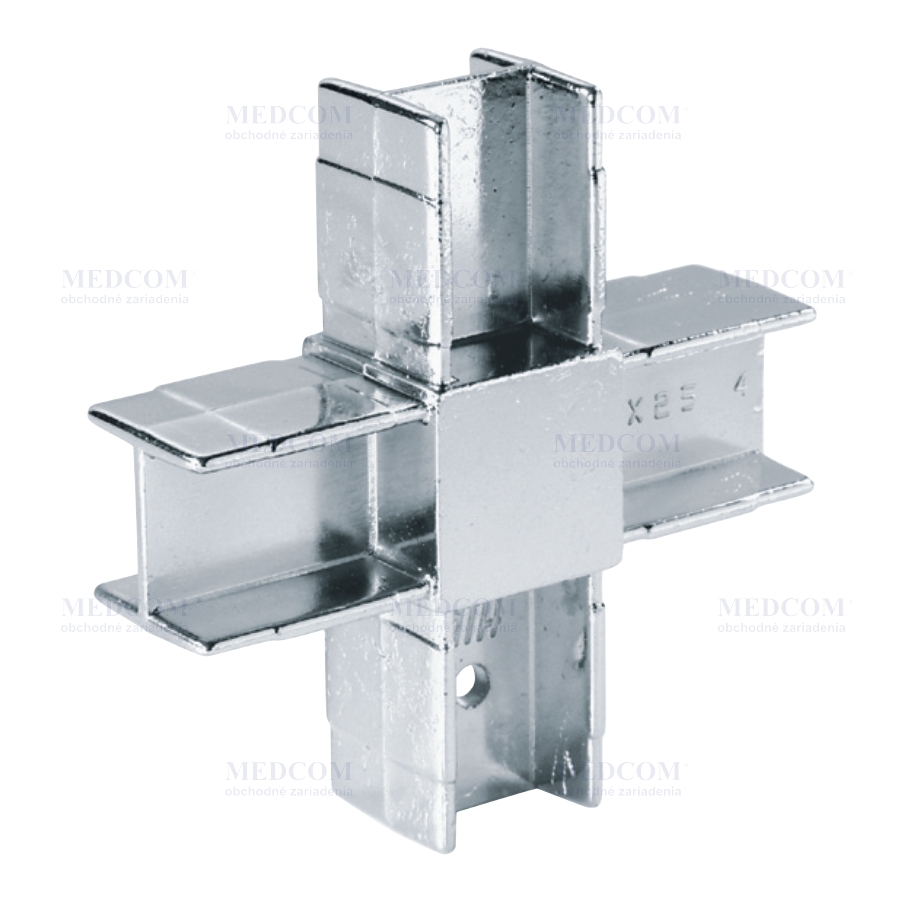 Quadra - 4-way joint for square tube 25x25mm, chromium plated