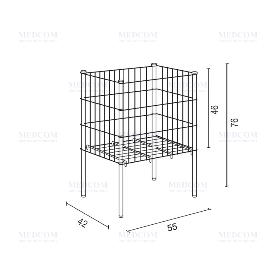 Promotional stands - Storage bin for the small article with sliding bottom, wire tray, chromium plated