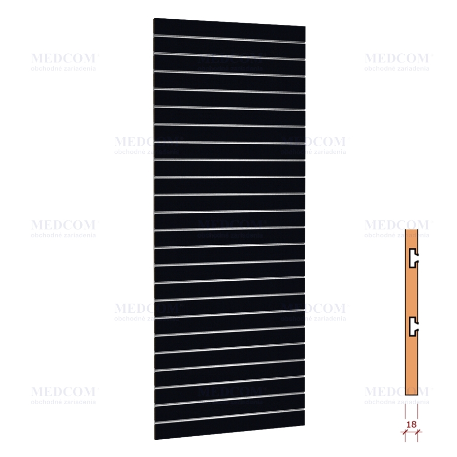 Drážkové panely z DTDL hr.18mm s nižšou nosnosťou - Drážkový panel z DTDL hr.18mm, čierna perlička matná