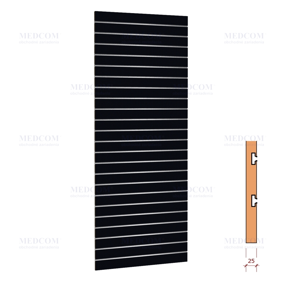 Drážkové panely z DTDL hr.25mm s nižšou nosnosťou - Drážkový panel z DTDL hr.25mm, čierna perlička matná