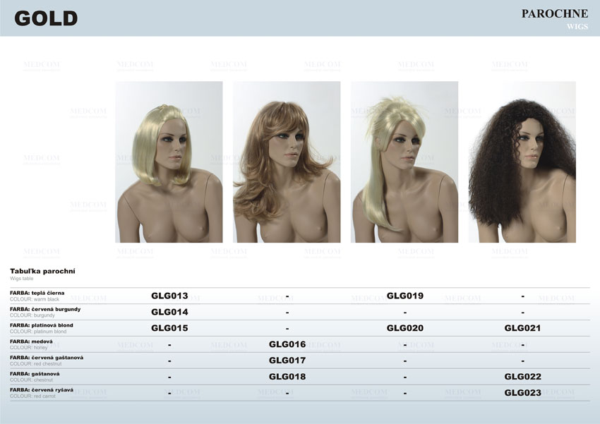 female mannequins - GOLD; wigs