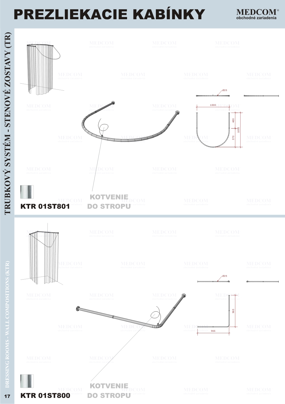 Prezliekacie kabínky; Trubkový systém - stenové zostavy