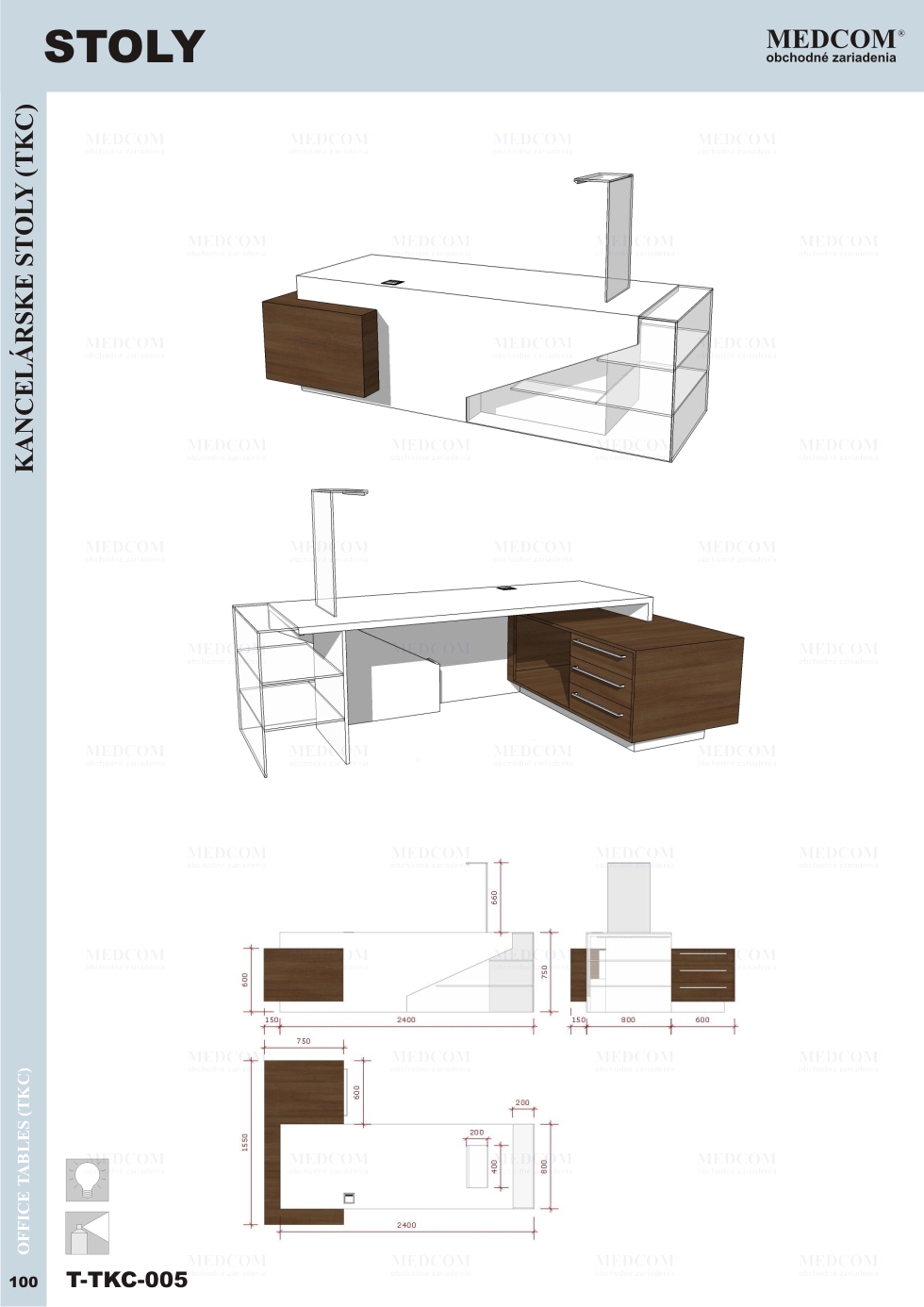 Exkluzívne zostavy a komponenty; Kancelárske stoly