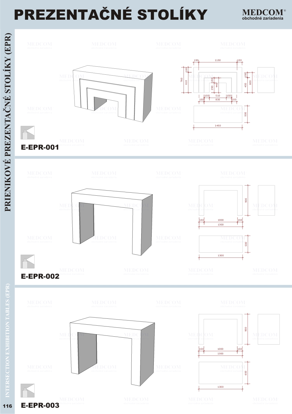 Exkluzívne zostavy a komponenty; Prezentačné stolíky; Prienikové prezentačné stolíky