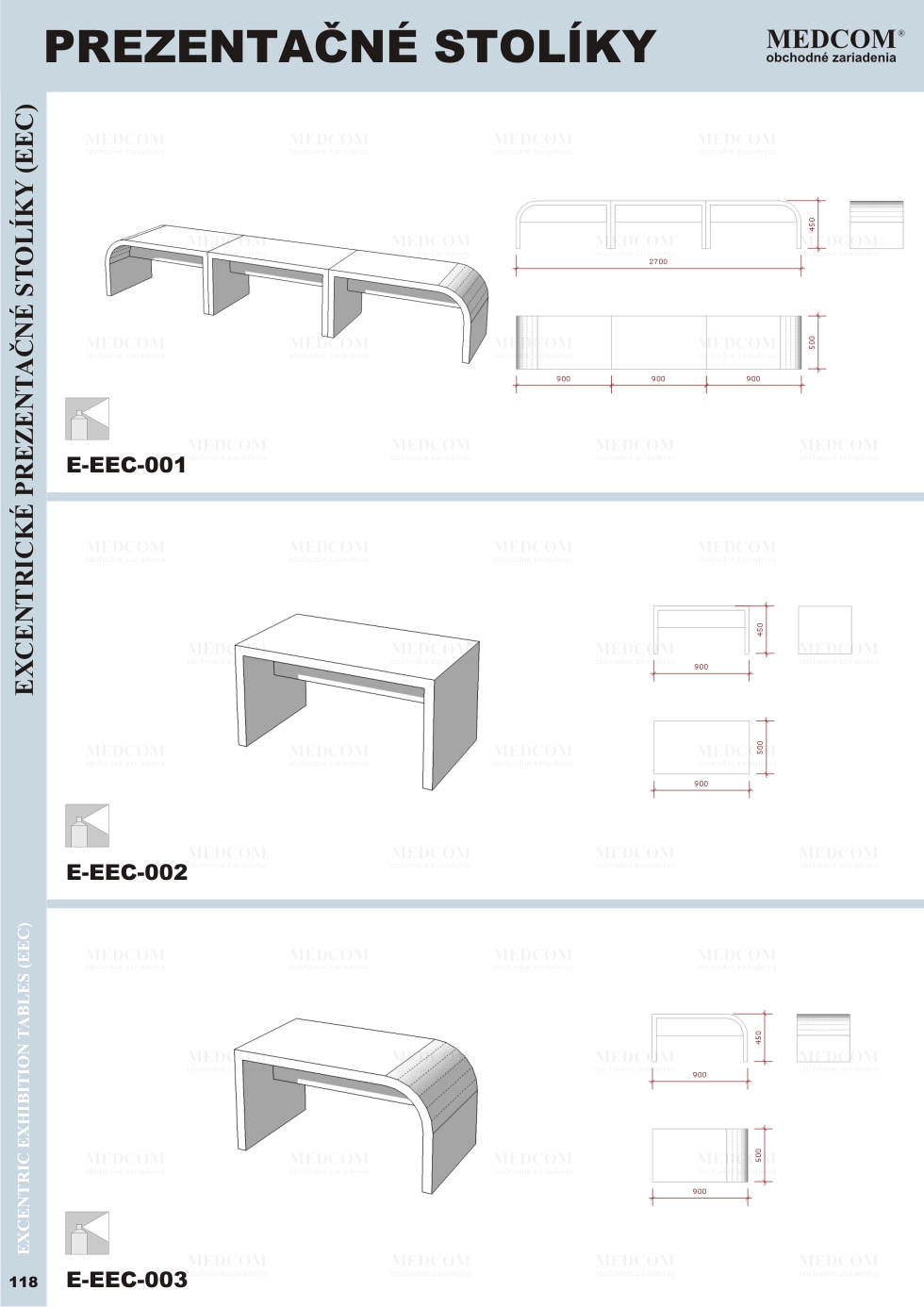 Exkluzívne zostavy a komponenty; Prezentačné stolíky; Excentrické prezentačné stolíky